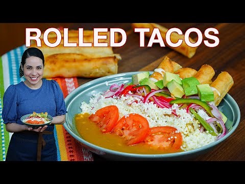 ROLLED chicken TACOS | Crispy TAQUITOS/FLAUTAS with CONSOME | Authentic Mexican Food | Villa Cocina