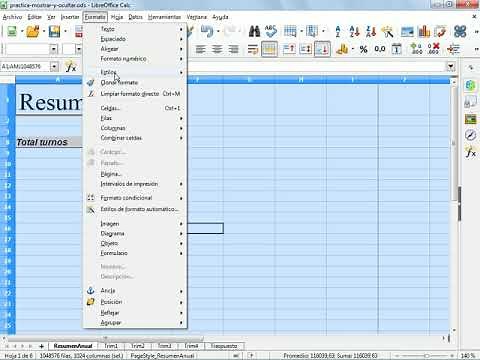 C1-2-03. Mostrar y ocultar hojas, filas y columnas en LibreOffice Calc