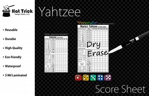 Laminated Yahtzee Score Sheet, Waterproof, Reusable, Wet Erase and Dry Erase - Etsy Canada