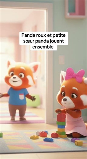 Panda roux et petite sœur panda jouent ensemble #lesaventuresdepandaroux #dessinanimé #fyp
