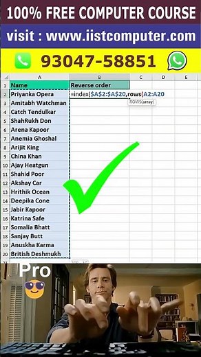 How to reverse order in excel #excel #computereducation #exceltips #exceltricks #computertraining