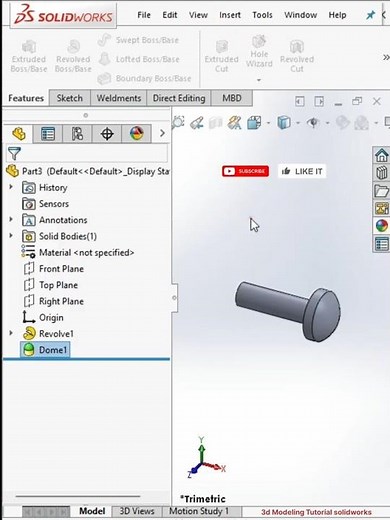 SolidWorks Dome Command Tutorial | Step by Step