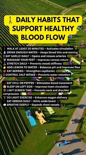 🚶 DAILY HABITS THAT SUPPORT HEALTHY BLOOD FLOW #healthtips #bloodcirculation #naturalhealing