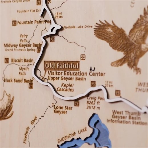 Yellowstone Topo Map Sign | Laser Engraved & Framed Wall Art - Etsy