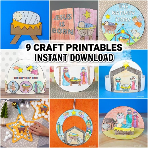 Nativity Craft Printables for Kids | 9 Bible Christmas Bundle | Sunday School, Preschool, Kindergarten, Christian Classroom Activities - Etsy