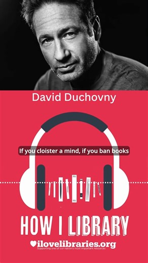 In the new episode of the “How I Library” podcast, we welcome award-winning actor, author, and musician David Duchovny (“The X-Files,” “Californication”). Duchovny joins us to discuss his new book of poetry, “About Time: Poems,” his writing and music influences, his thoughts on book bans and censorship, and, of course, how he libraries. He also reads a brand-new poem for listeners. Listen on Soundcloud, Spotify, Apple Podcast or at ilovelibraries.org (link in bio). | I Love Libraries