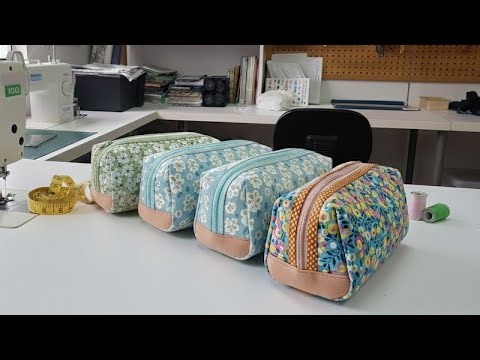 🪡DIY Box Pouch Sewing Tutorial :Easy Zippered Makeup Bag Pattern for Beginners(diy)