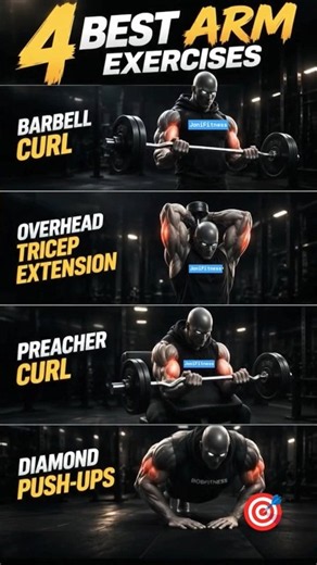 🔥 4 Best Arm Exercises For Bigger Biceps & Triceps #armworkout #bicepsworkout #fitnessmotivation