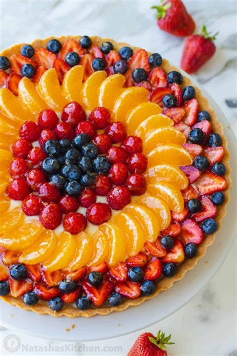 46K views · 949 reactions |  Sweet Labor Day Finale! This Fruit Tart is bakery-beautiful, easy to prep, stunning to serve. ✨ RECIPE: https://natashaskitchen.com/fruit-tart-recipe/ | NatashasKitchen.com | Facebook