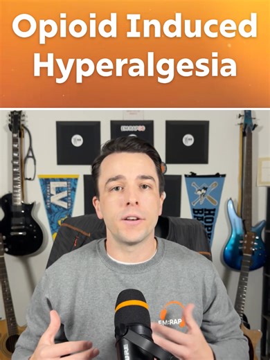 Long-term opioid use can actually increase a patient’s pain sensitivity, something Dr. Reuben Strayer breaks down in October’s EM:RAP episode. Learn how opioid-induced hyperalgesia happens and why thoughtful prescribing and outpatient strategies matter. #EMRAP #EM #Opioid #Hyperalgesia