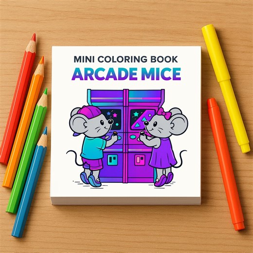 Arcade Mice Mini Coloring Book: 50 Pages, Travel Size - Etsy