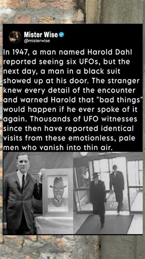 A man saw six UFOs in 1947 but mysterious people appeared on his door next day #alien #scifi #facts