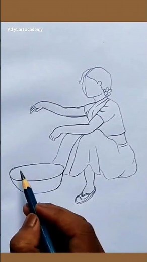 How to draw a girl washing clothes #viral #short #shorts #drawing