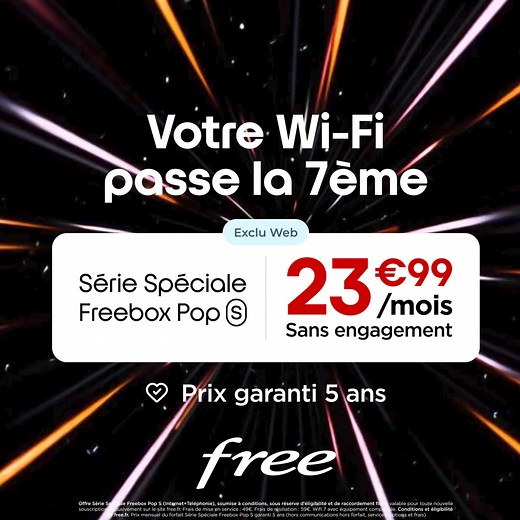 1.1M views · 1.3K reactions | Découvrez l'offre Freebox Pop S, avec la Fibre et le Wi-Fi 7 dernière génération à 23,99€/mois ! | Free | Facebook