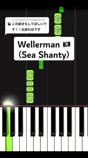 海賊の歌「ウェルマン」の簡単ピアノチュートリアル