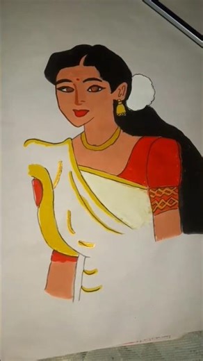 Indian traditional woman drawing 🥀🥀|| easy traditional woman drawing || #shorts #shortvideo #drawing