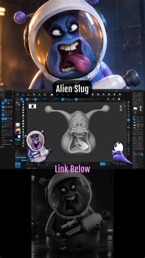 Alien Slug 3D Character in zBrush Step by Step Fun Tutorial