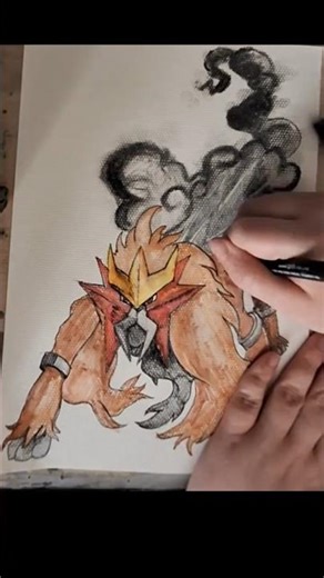 DRAWING EVERY SINGLE POKEMON - ENTEI #art #pokemon #entei #legendary #gen2 #johto #watercolourpencil