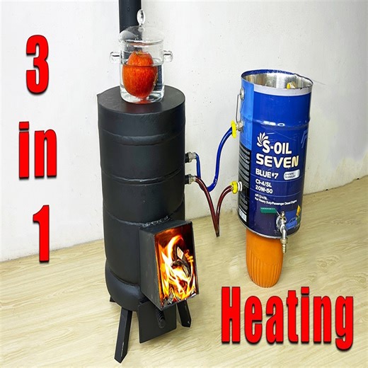 DIY heating stove! Combined with super fast water heating system! heating stove without waste oil | Trash Upcycle DIY