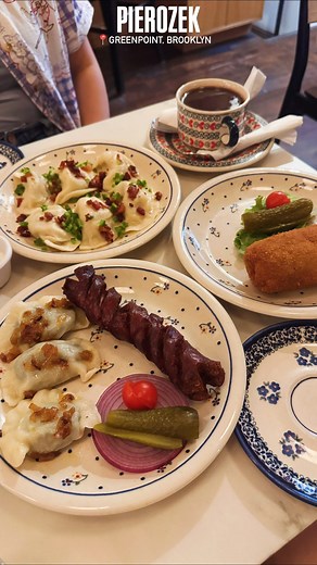 Pierogies cravings satisfied! 😮‍💨 @pierozekbrooklyn is one of my new fave restaurants I recently discovered and they’re a cute spot located in Greenpoint, Brooklyn and I’m obsessed! 😍 They hand make all their pierogies in house and they have so many different kinds to choose from, from potato to cheese, sauerkraut and mushroom, bacon, jalapeño, even a pizza one! They even have sweet pierogies which I have never tried before but definitely need to next time! 🤩 They even have pierogi plushes h