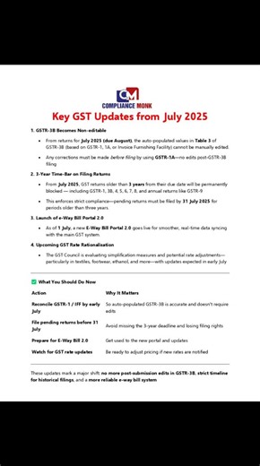 Compliance Monk on Instagram: "Key GST Updates"