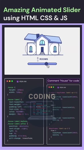 Animated Responsive House Slider Using HTML CSS JS 🤯😱 #coding #python #javascript #html #css