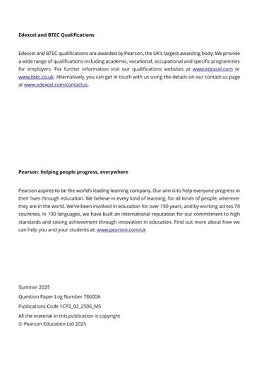 Edexcel GCSE Computer Science Paper 2 2025 M S