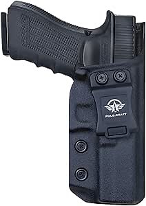 IWB Kydex Holster Custom Fit: Glock17 (Gen 1-5) & Glock 22 / Glock 31 (Gen 3-4)- Inside Waistband Concealed Carry - Adj. Cant Retention - Cover Mag-Buttom - Widened Entrance - No Wear, No Jitter