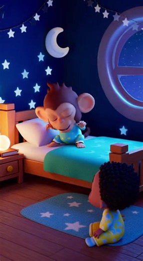 Funny Monkey Can’t Sleep 😂 Baby Teaches Sleepy Time | Educational Cartoon for Kids It’s sleepy time! 🌙✨ In this funny and educational baby cartoon, a playful monkey keeps jumping on the bed and cannot sleep. The baby laughs and gently shows the monkey how to close its eyes and relax. Soon, the monkey falls asleep peacefully while a soft lullaby plays: 🎵 “Sleepy time, close your eyes, sweet dreams under the starry skies…” This calming cartoon helps toddlers learn about bedtime routines, relaxi