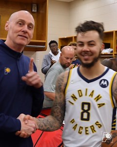Gabe York received the game ball after finishing with 7 points and 2 assists in his NBA debut. 👏 | Indiana Pacers