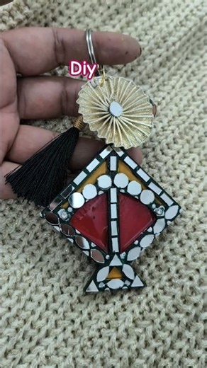 Baisakhi Special Mirror Work Keychain | MDF Bag Charm DIY | Resin Craft Idea#diy #viral #teamcrazyy