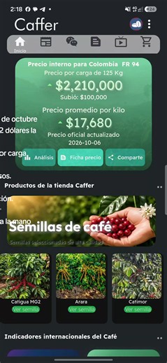 Así cerró el precio del café hoy 6 de octubre #preciodelcafe #cafe | Cafe