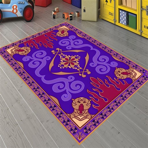 Aladdin Flying Carpet Area Rug Magic Movie Inspired Purple Gold Oriental Nursery Room Decor - Etsy