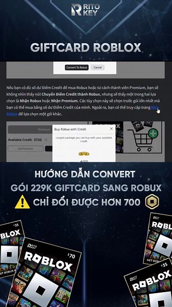 🎯 RITOKEY HƯỚNG DẪN ĐỔI TIỀN TỪ GIFTCARD GÓI 229K SANG ROBUX💰#shorts #roblox #giftcard