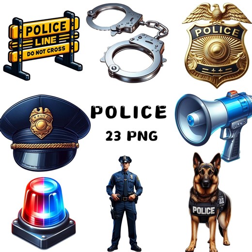 Police Clipart Bundle, Law Enforcement PNG, Officer Badges and Symbols, Cop Icons for Classroom Crafts, Printable Decor, Commercial Use - Etsy