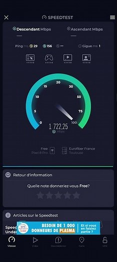 Speedtest WiFi Freebox pop ultra rapide