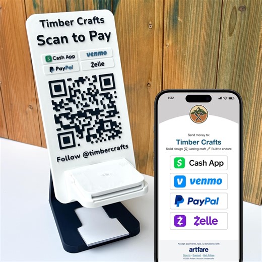 Square Reader Holder & QR Payment Sign (venmo, Cashapp, Paypal, Zelle) With Business Card Dispenser - Etsy