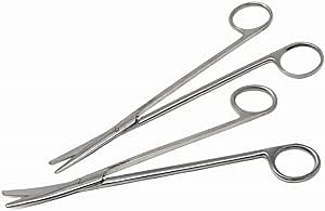 2 Pcs Surgical Metzenbaum Scissors 7" Blunt/Blunt Blades Straight + Curved for Sharp Precise Cutting Stainless Steel Slim Shears Used in Medical Training Centres, Labs, Veterinary Clinics