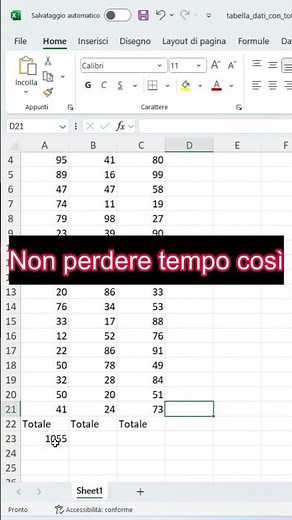 Scorciatoia SOMMA in Excel: Calcola più velocemente! 📊💡 #exceltricks #exceltutorial #exceltips