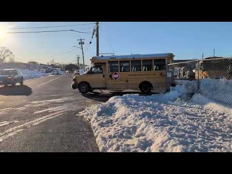 2014 Thomas Minotour school bus leaving bus yard
