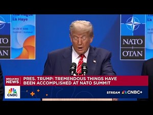 President Trump delivers remarks at the 2025 NATO summit