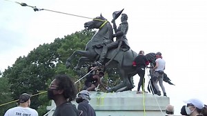 The large statue of former U.S. President Andrew Jackson, who owned slaves, was targeted by demonstrators in Washington D.C. https://bit.ly/2Z60gC4 | CGTN America