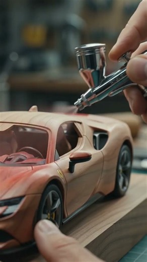 Ferrari SF90 Wooden car model transforms real