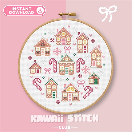 Mini Gingerbread House Cross Stitch Pattern PDF – Kawaii Village Sampler (instant Download) - Etsy Australia