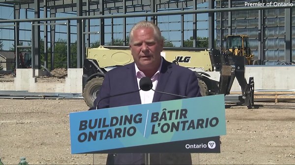 Ontario Premier Doug Ford swallows bee during live news conference