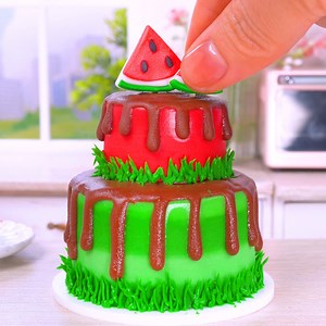 Miniature Chocolate Watermelon Birthday Cake 🍉🍫 | Teeny Cakes