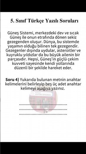 5. Sınıf Türkçe 2. Dönem 1. Yazılı Soruları | Senaryo 1 - 4. Soru #türkçe #yazılısınavsoruları #yks