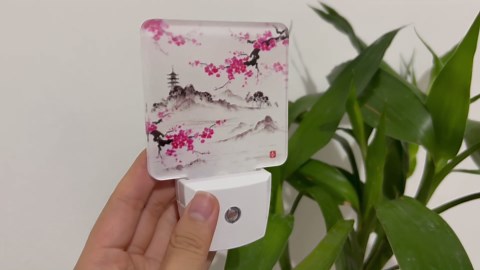 Night Light,Blue Beige Black Grey Art Painting Plug-in Night Light Auto Dusk-to-Dawn Sensor Energy Efficient LED Lamp for Room Decor,Hallway,Kitchen,Bathroom,Nursery,Stairs