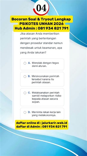 BOCORAN SOAL PSIKOTES UNHAN #unhan #psikotest #profilingasn #tkasd