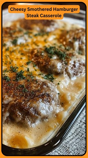 Cheesy Smothered Hamburger Steak Casserole | Easy Recipes Daily